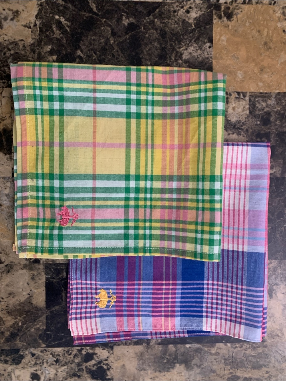 Brooks Brothers Plaid Pocket Squares in Yellow, Green & Blue